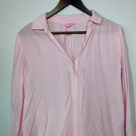 Lilly Pulitzer Pastel Pink Long Sleeve Lightweight Popover Collared Blouse XS - Picture 3 of 15